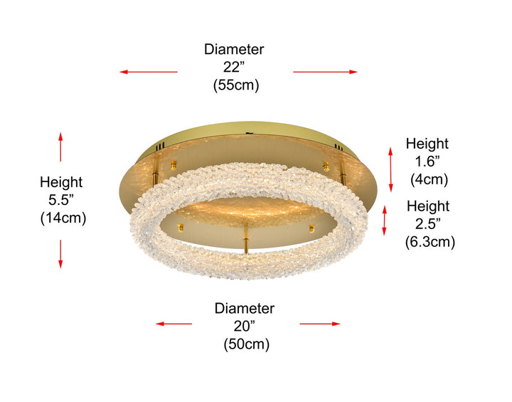 22 Inch Adjustable Led Flush Mount In Satin Gold