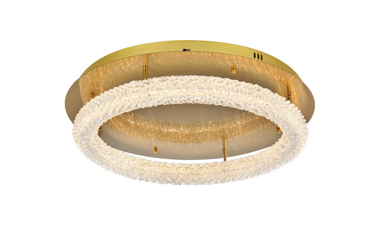 26 Inch Adjustable Led Flush Mount In Satin Gold by Elegant Lighting