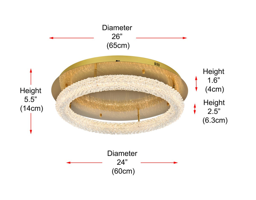 26 Inch Adjustable Led Flush Mount In Satin Gold