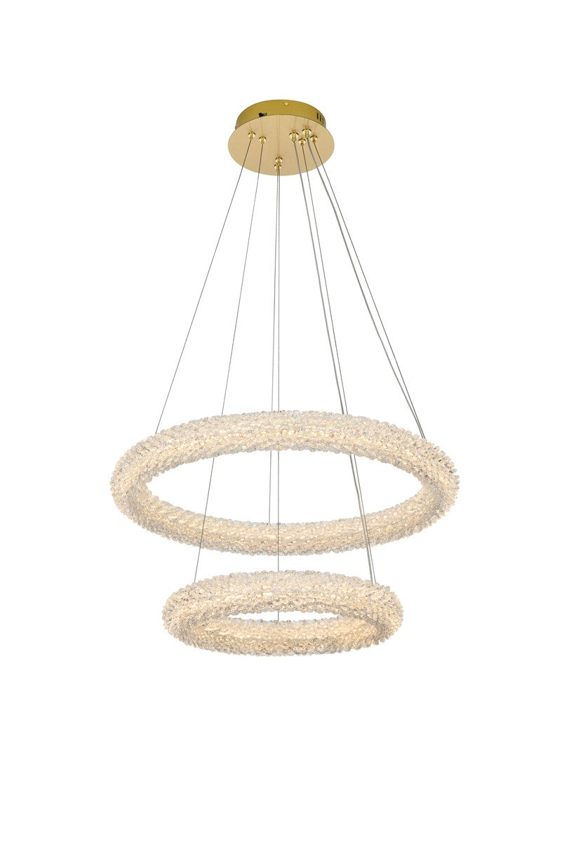 24 Inch Adjustable Led Chandelier In Satin Gold by Elegant Lighting