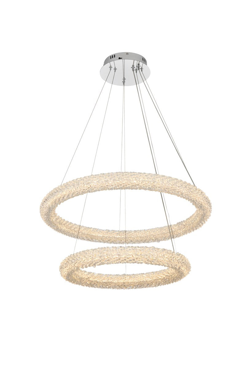 28 Inch Adjustable Led Chandelier In Chrome by Elegant Lighting