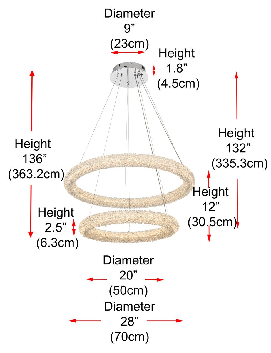 28 Inch Adjustable Led Chandelier In Chrome