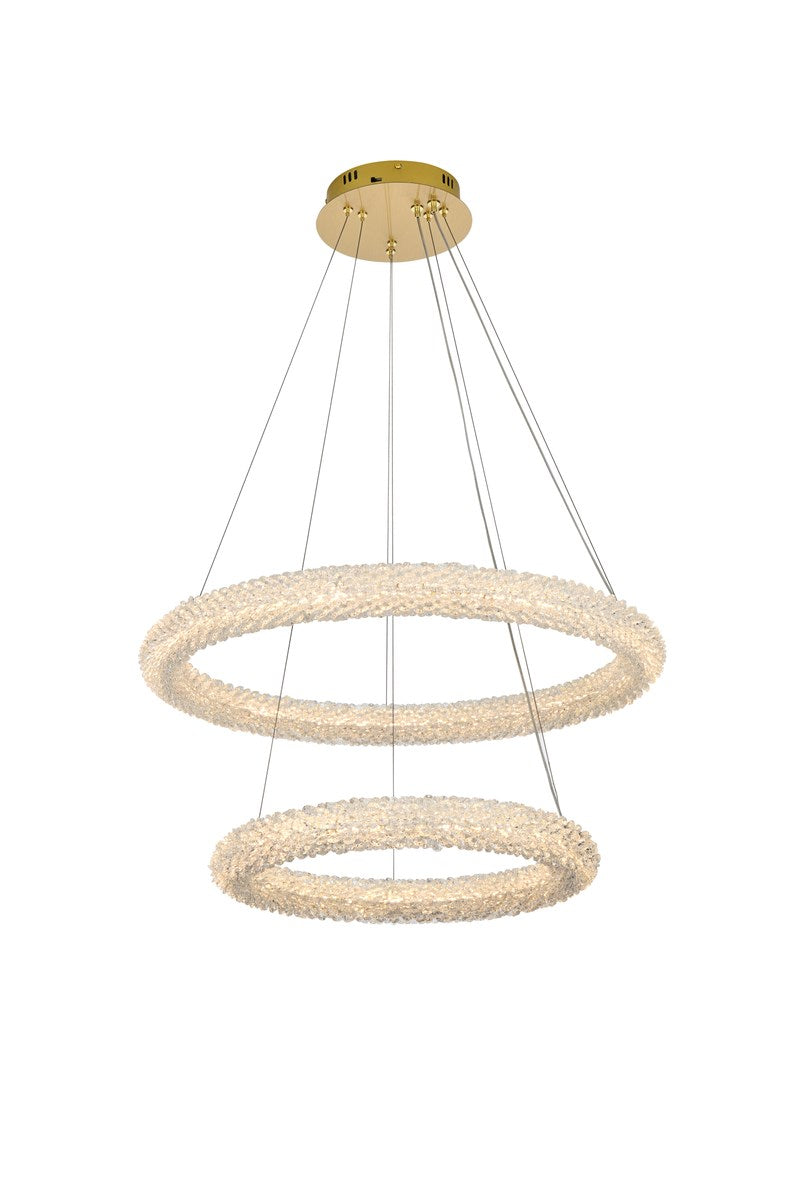 28 Inch Adjustable Led Chandelier In Satin Gold by Elegant Lighting