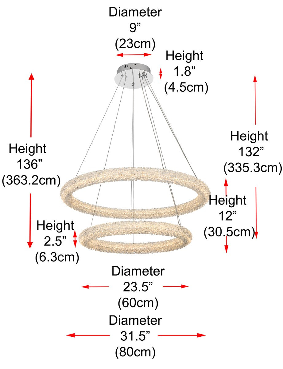 32 Inch Adjustable Led Chandelier In Chrome