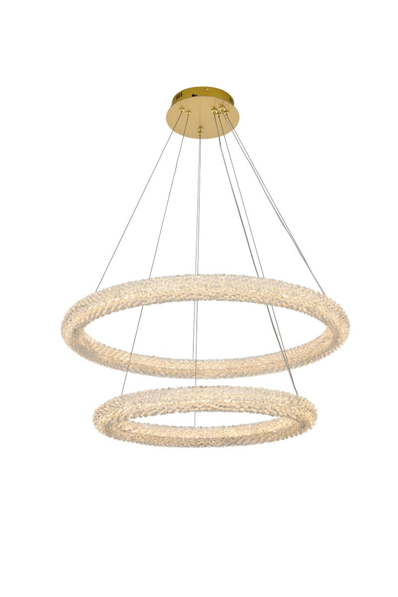 32 Inch Adjustable Led Chandelier In Satin Gold by Elegant Lighting