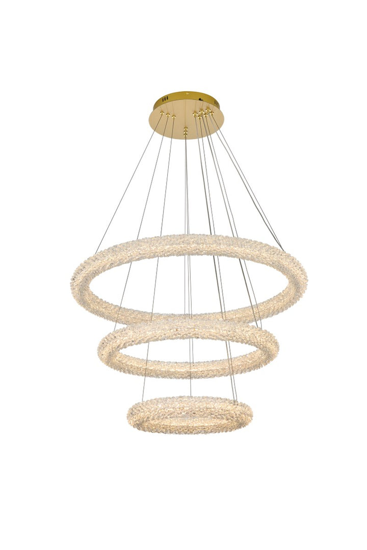 32 Inch Adjustable Led Chandelier In Satin Gold by Elegant Lighting