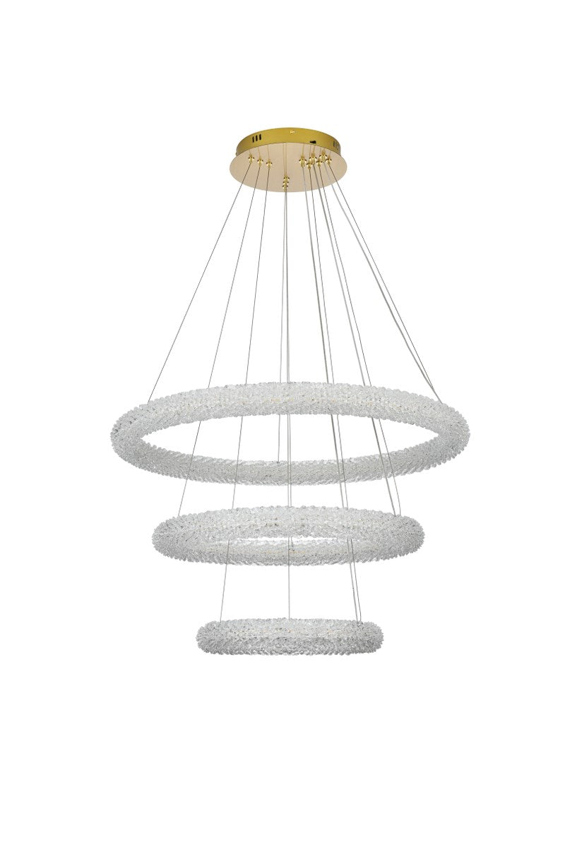 32 Inch Adjustable Led Chandelier In Satin Gold
