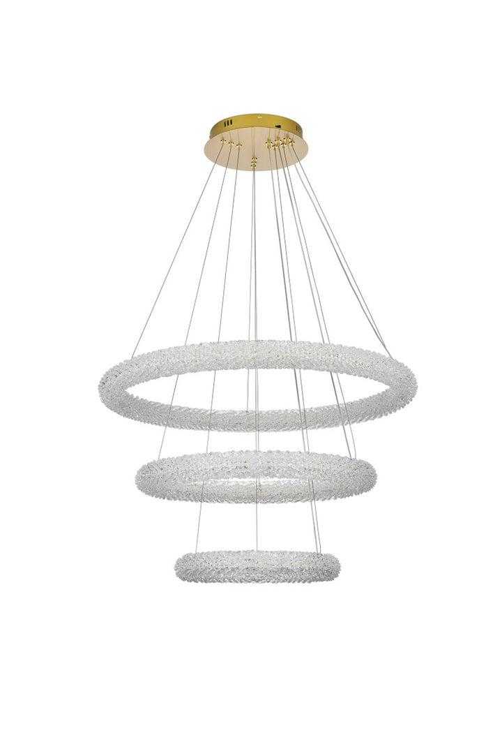 32 Inch Adjustable Led Chandelier In Satin Gold