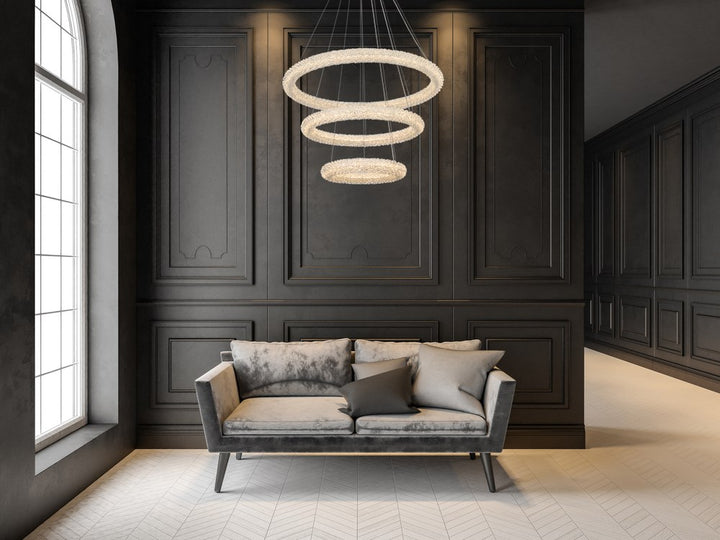 32 Inch Adjustable Led Chandelier In Satin Gold