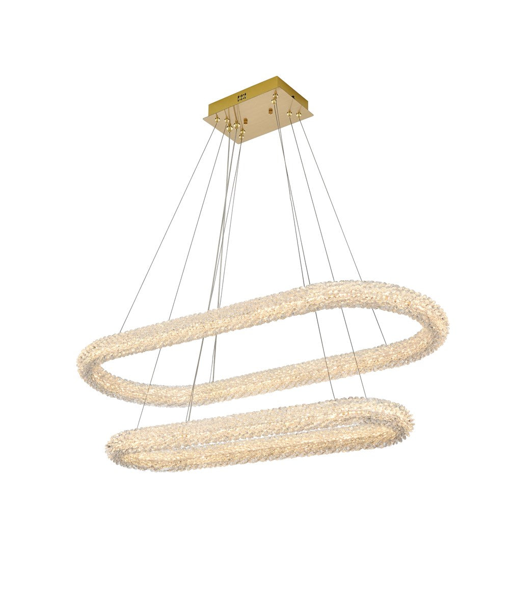 42 Inch Adjustable Led Chandelier In Satin Gold by Elegant Lighting