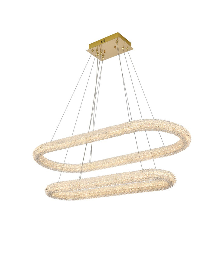 42 Inch Adjustable Led Chandelier In Satin Gold by Elegant Lighting