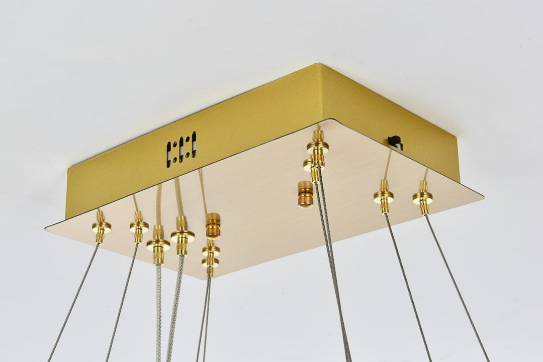 42 Inch Adjustable Led Chandelier In Satin Gold