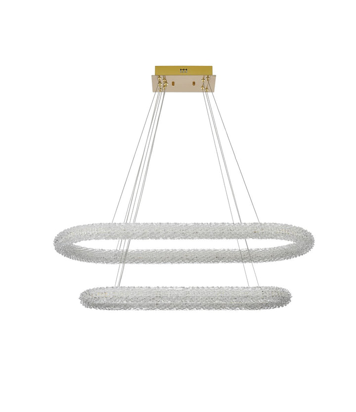 42 Inch Adjustable Led Chandelier In Satin Gold