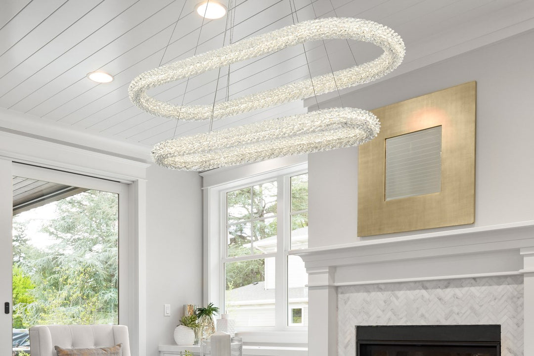 42 Inch Adjustable Led Chandelier In Satin Gold