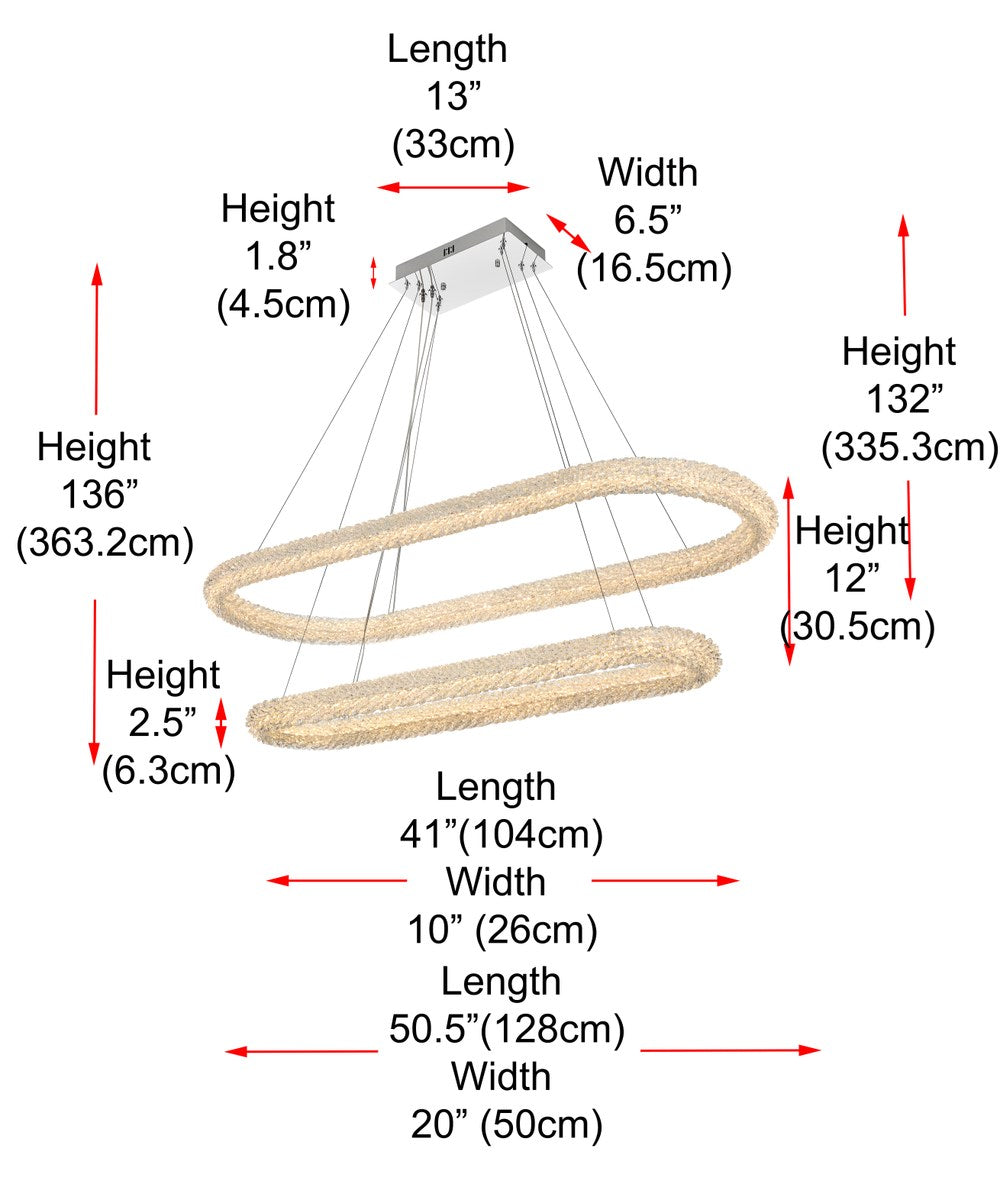 51 Inch Adjustable Led Chandelier In Chrome