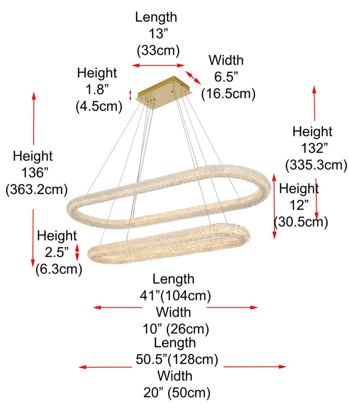 51 Inch Adjustable Led Chandelier In Satin Gold
