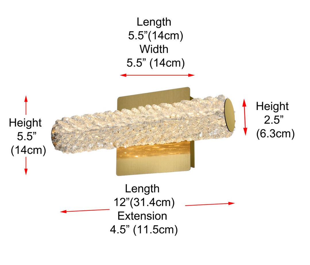 12 Inch Adjustable Led Wall Sconce In Satin Gold