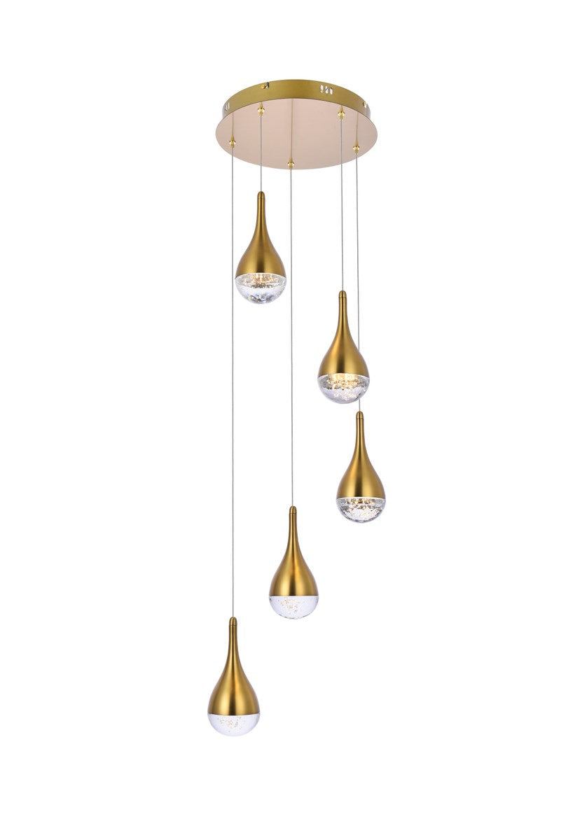 14.5 Inch Led Pendant In Satin Gold by Elegant Lighting