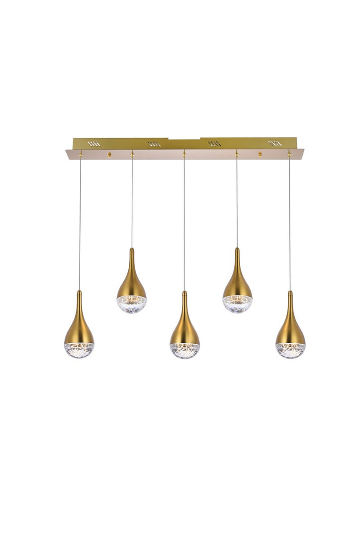 34 Inch Led Pendant In Satin Gold by Elegant Lighting