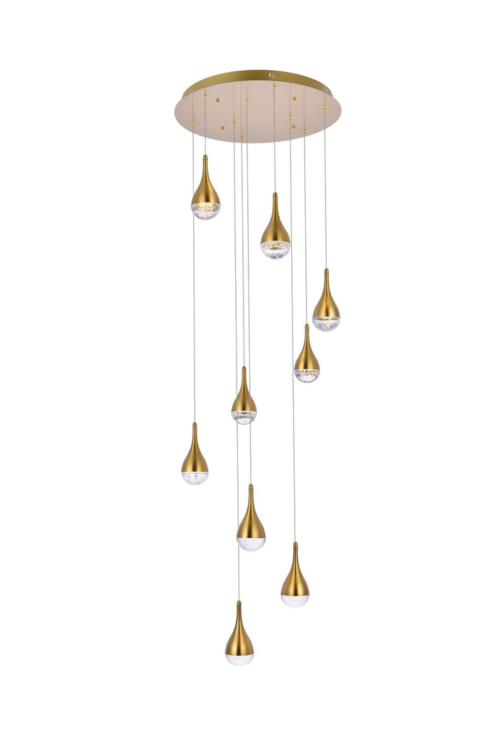 24 Inch Led Chandelier In Satin Gold by Elegant Lighting