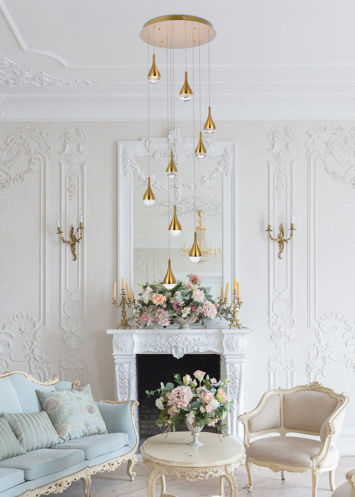 24 Inch Led Chandelier In Satin Gold