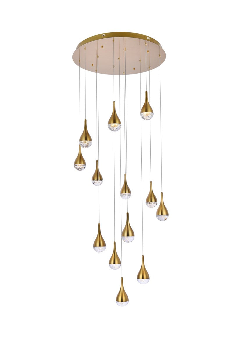30 Inch Led Chandelier In Satin Gold by Elegant Lighting