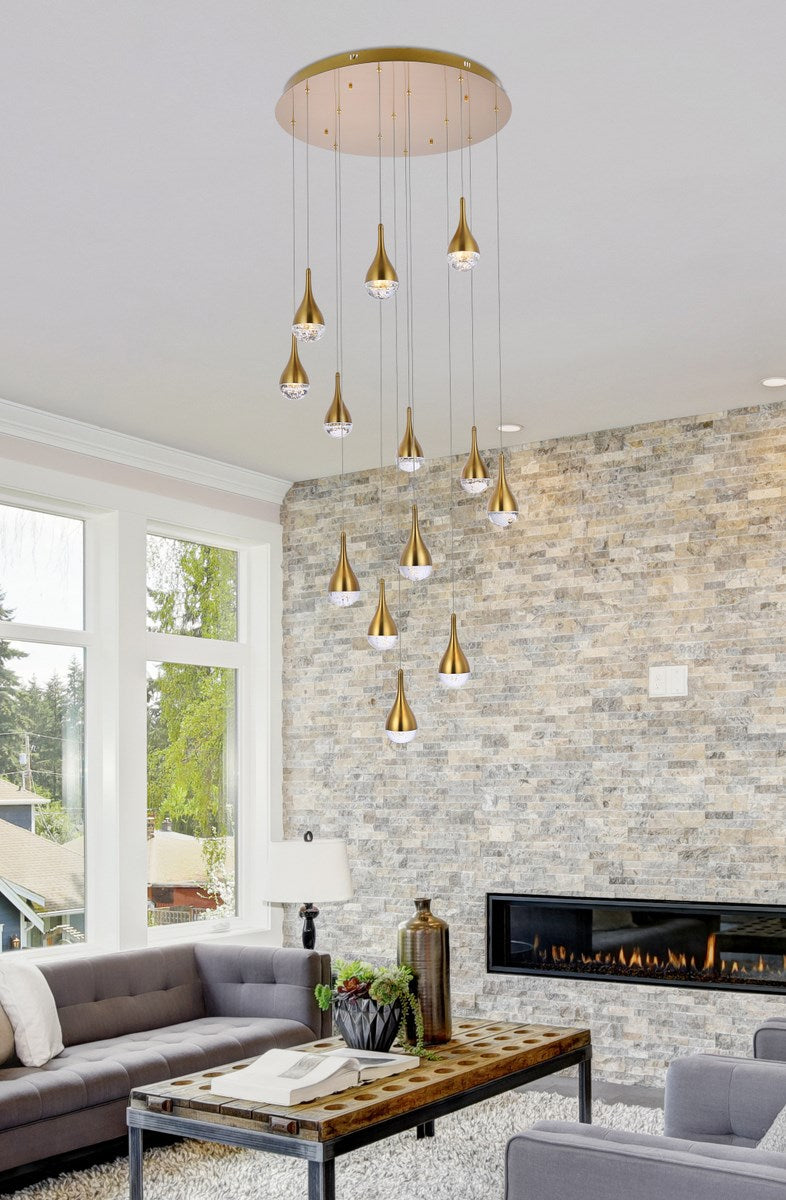 30 Inch Led Chandelier In Satin Gold