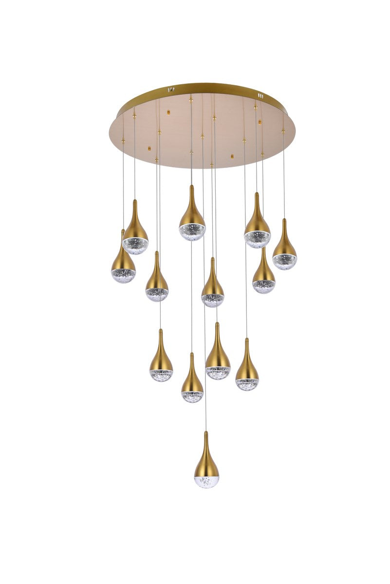 30 Inch Led Chandelier In Satin Gold