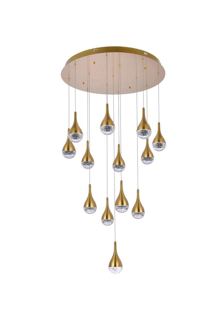 30 Inch Led Chandelier In Satin Gold