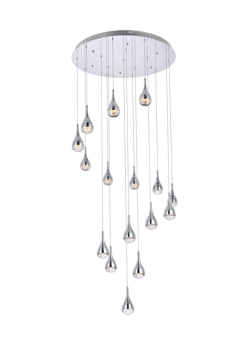 36 Inch Led Chandelier In Chrome by Elegant Lighting
