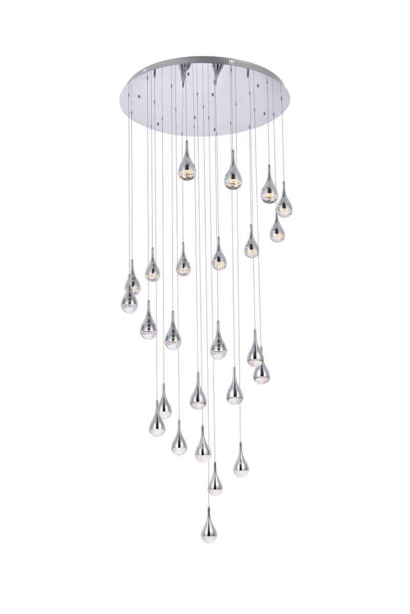 42 Inch Led Chandelier In Chrome by Elegant Lighting