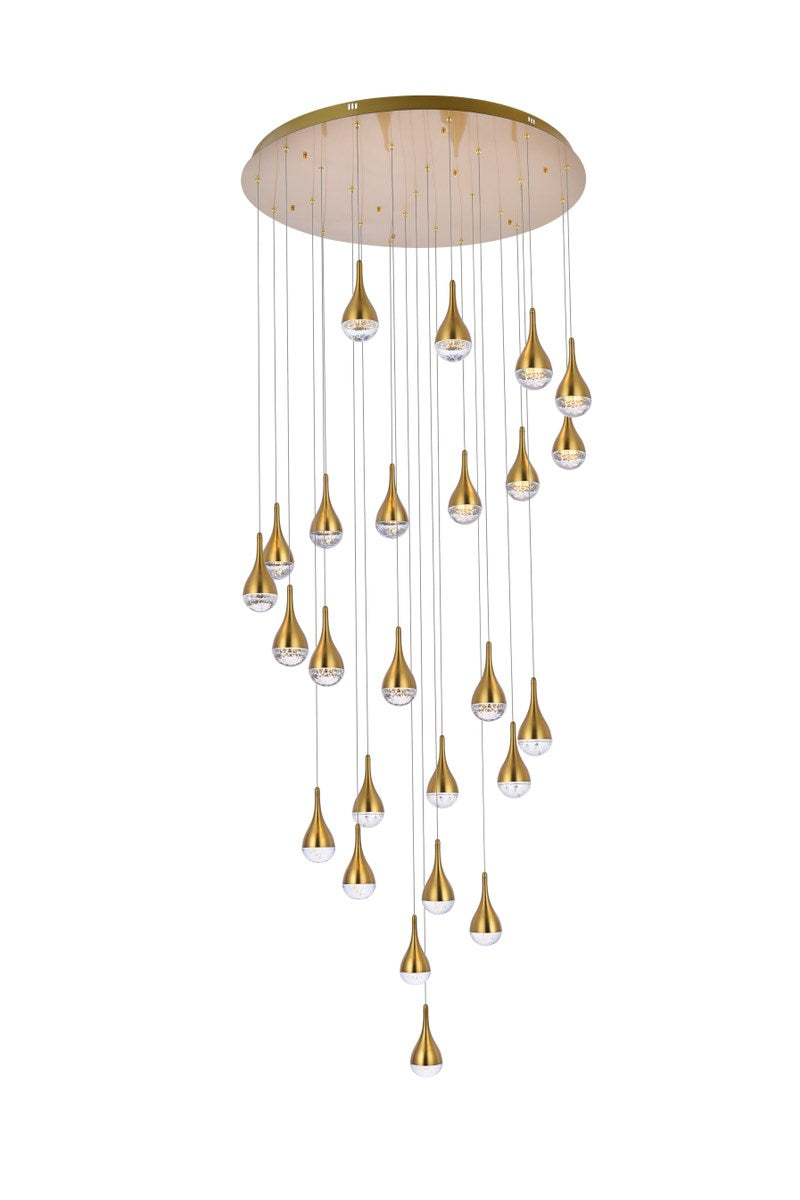 42 Inch Led Chandelier In Satin Gold by Elegant Lighting