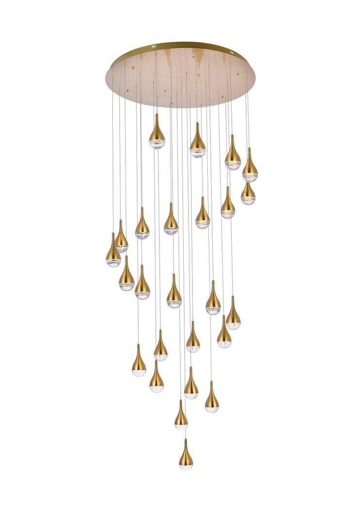 42 Inch Led Chandelier In Satin Gold by Elegant Lighting