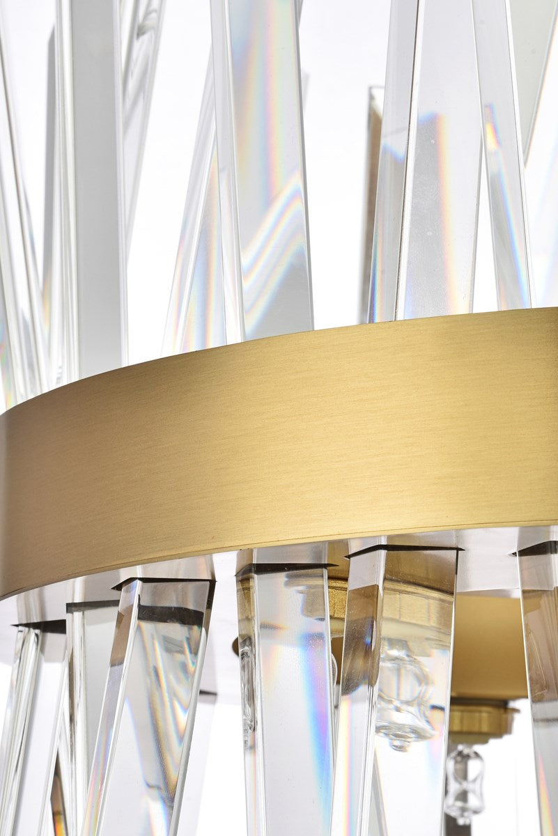12 Inch Crystal Round Pendant Light In Satin Gold