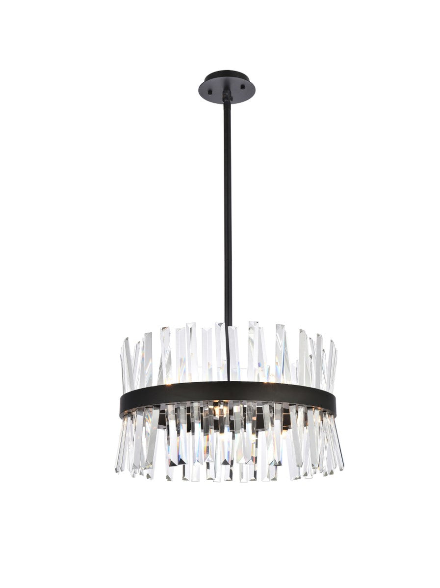 20 Inch Crystal Round Pendant Light In Black by Elegant Lighting