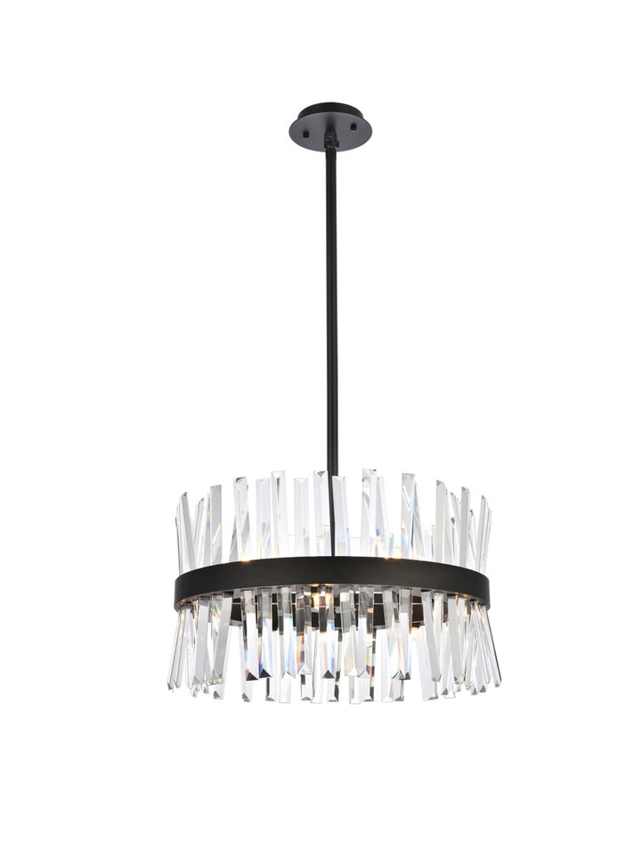 20 Inch Crystal Round Pendant Light In Black by Elegant Lighting