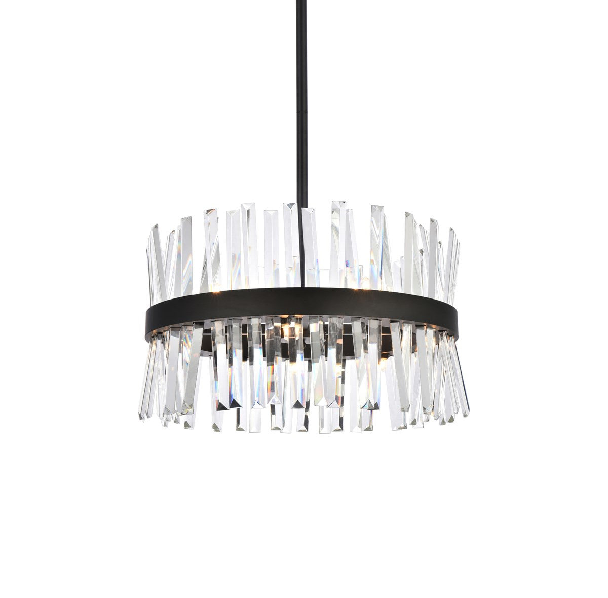 20 Inch Crystal Round Pendant Light In Black