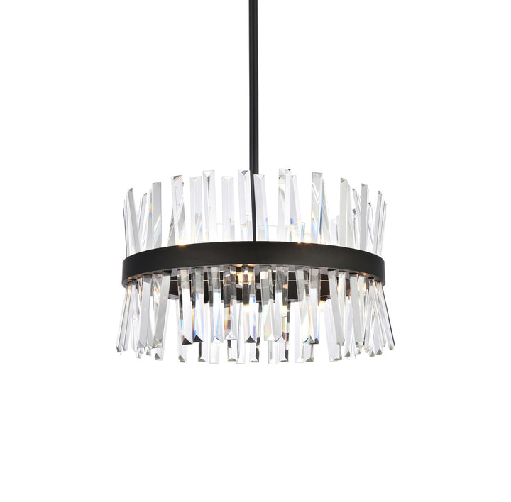 20 Inch Crystal Round Pendant Light In Black