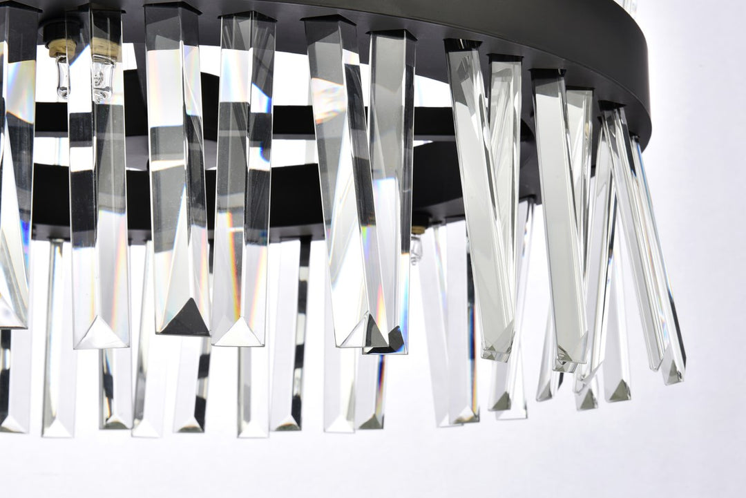 20 Inch Crystal Round Pendant Light In Black