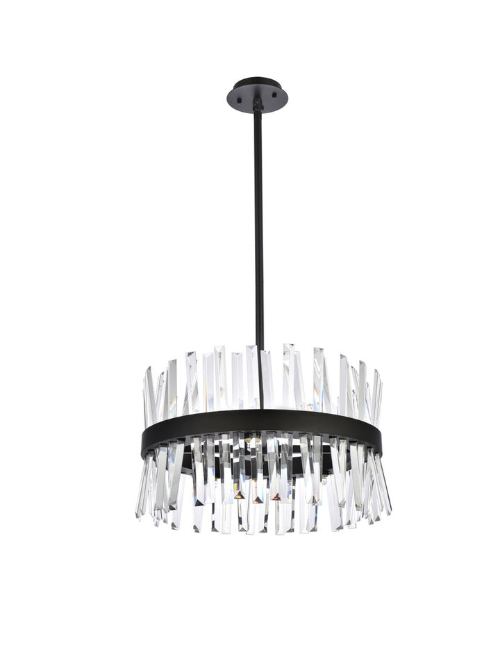 20 Inch Crystal Round Pendant Light In Black