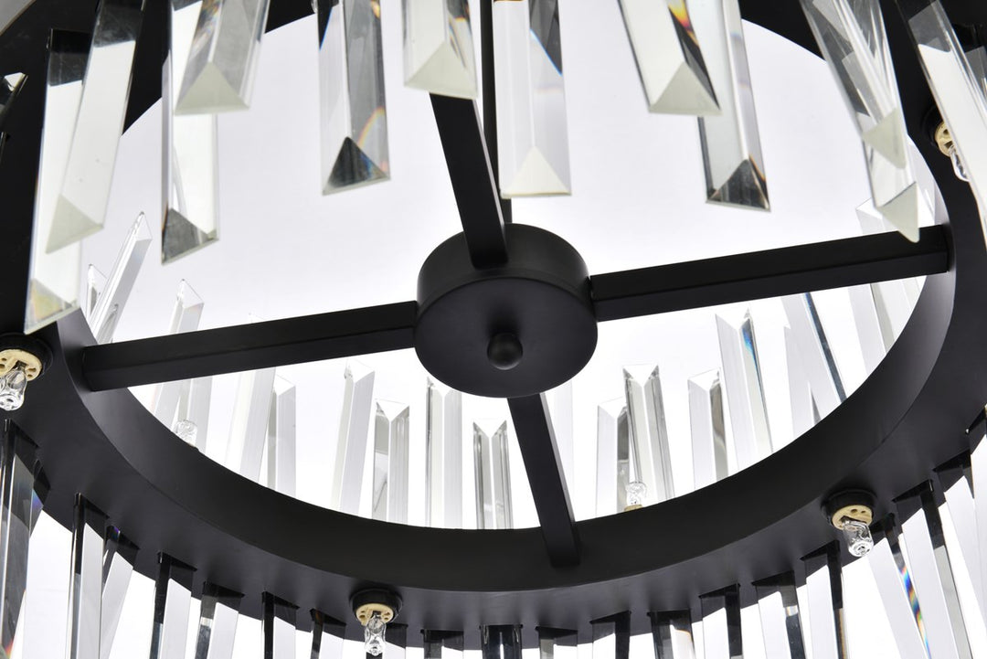 20 Inch Crystal Round Pendant Light In Black