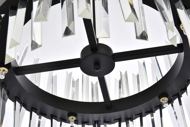 20 Inch Crystal Round Pendant Light In Black