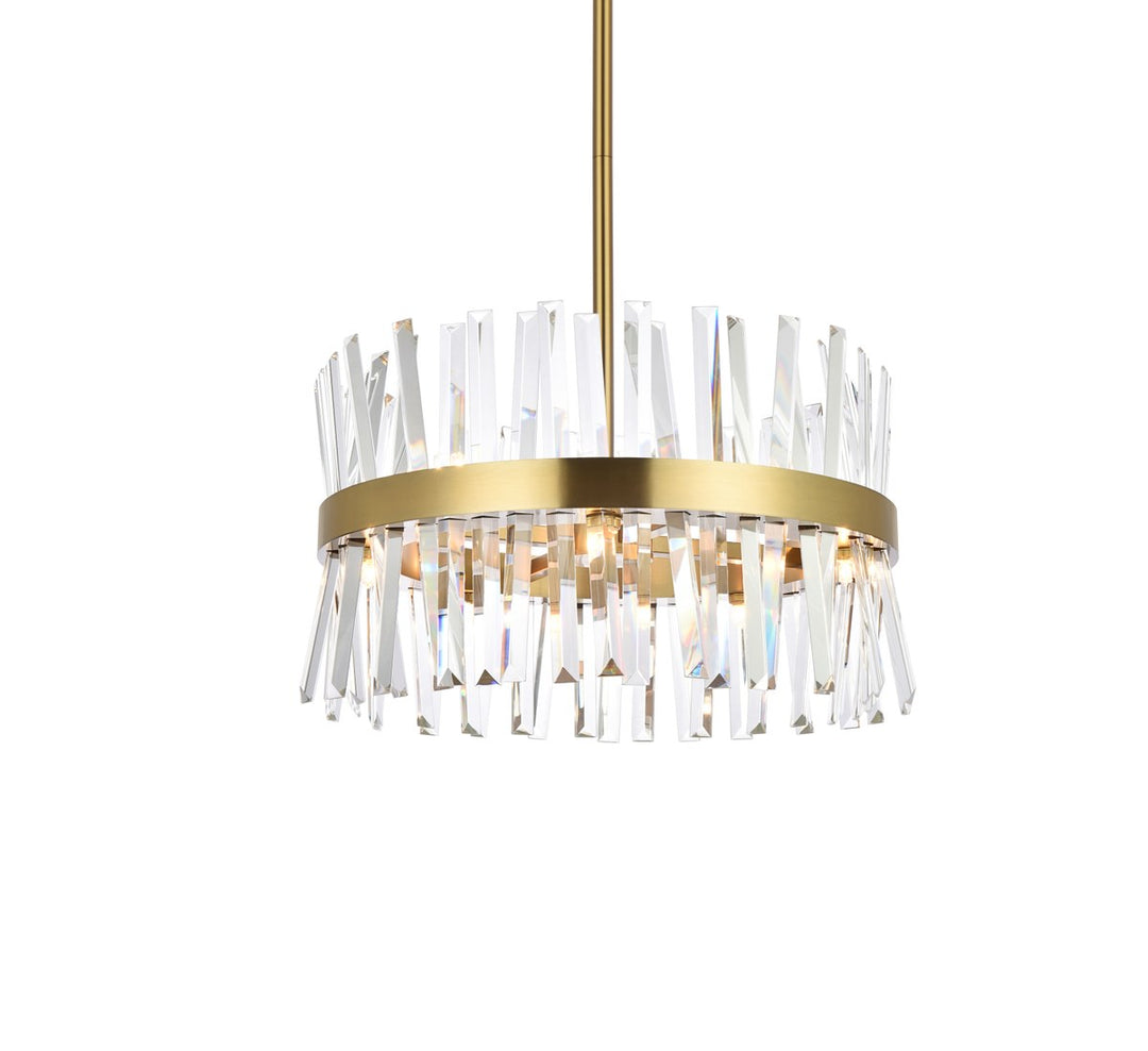 20 Inch Crystal Round Pendant Light In Satin Gold