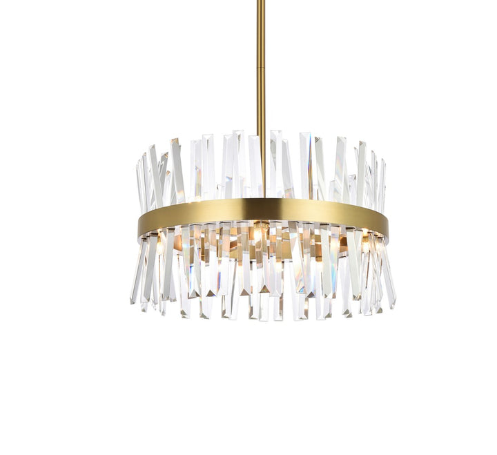 20 Inch Crystal Round Pendant Light In Satin Gold