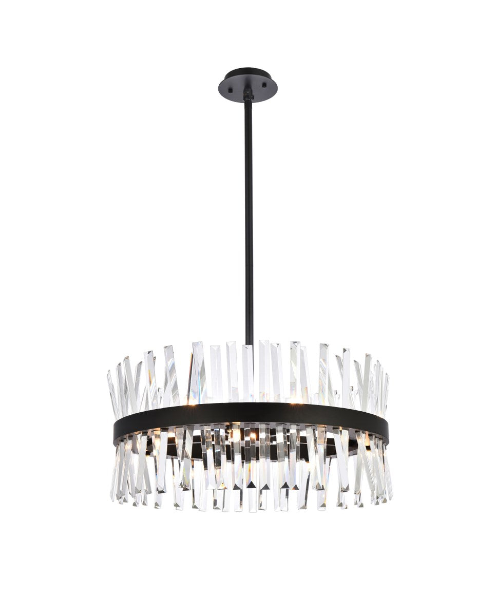 25 Inch Crystal Round Pendant Light In Black by Elegant Lighting