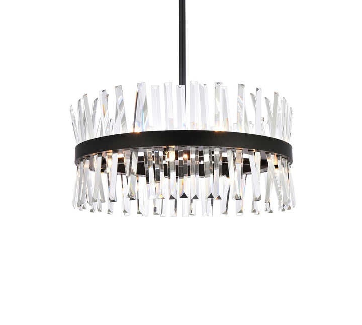 25 Inch Crystal Round Pendant Light In Black