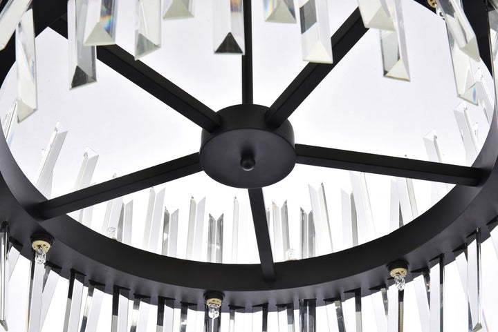 25 Inch Crystal Round Pendant Light In Black