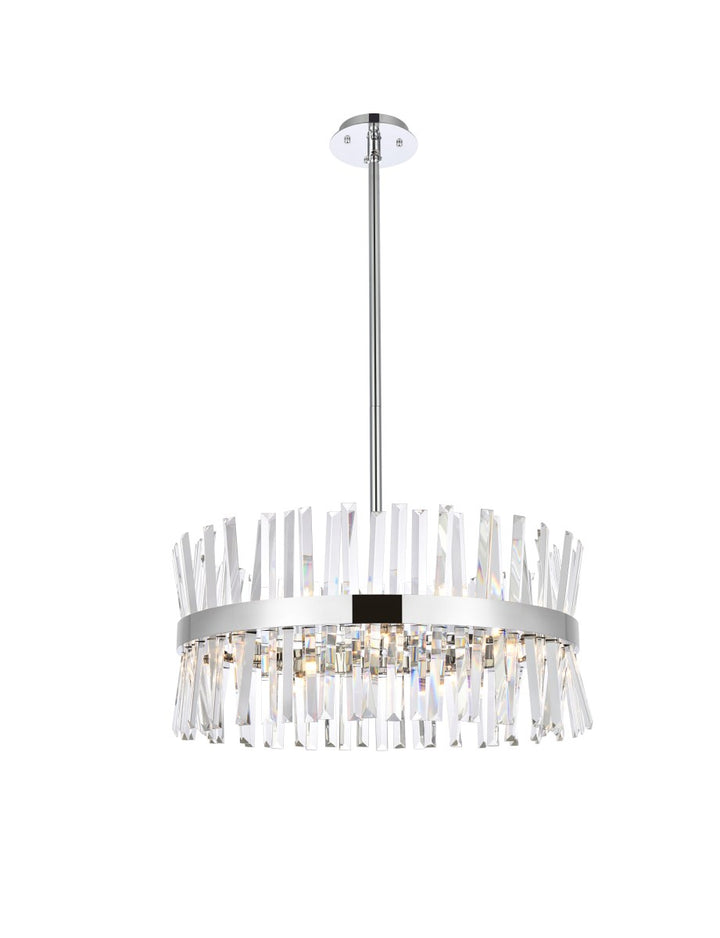 25 Inch Crystal Round Pendant Light In Chrome by Elegant Lighting