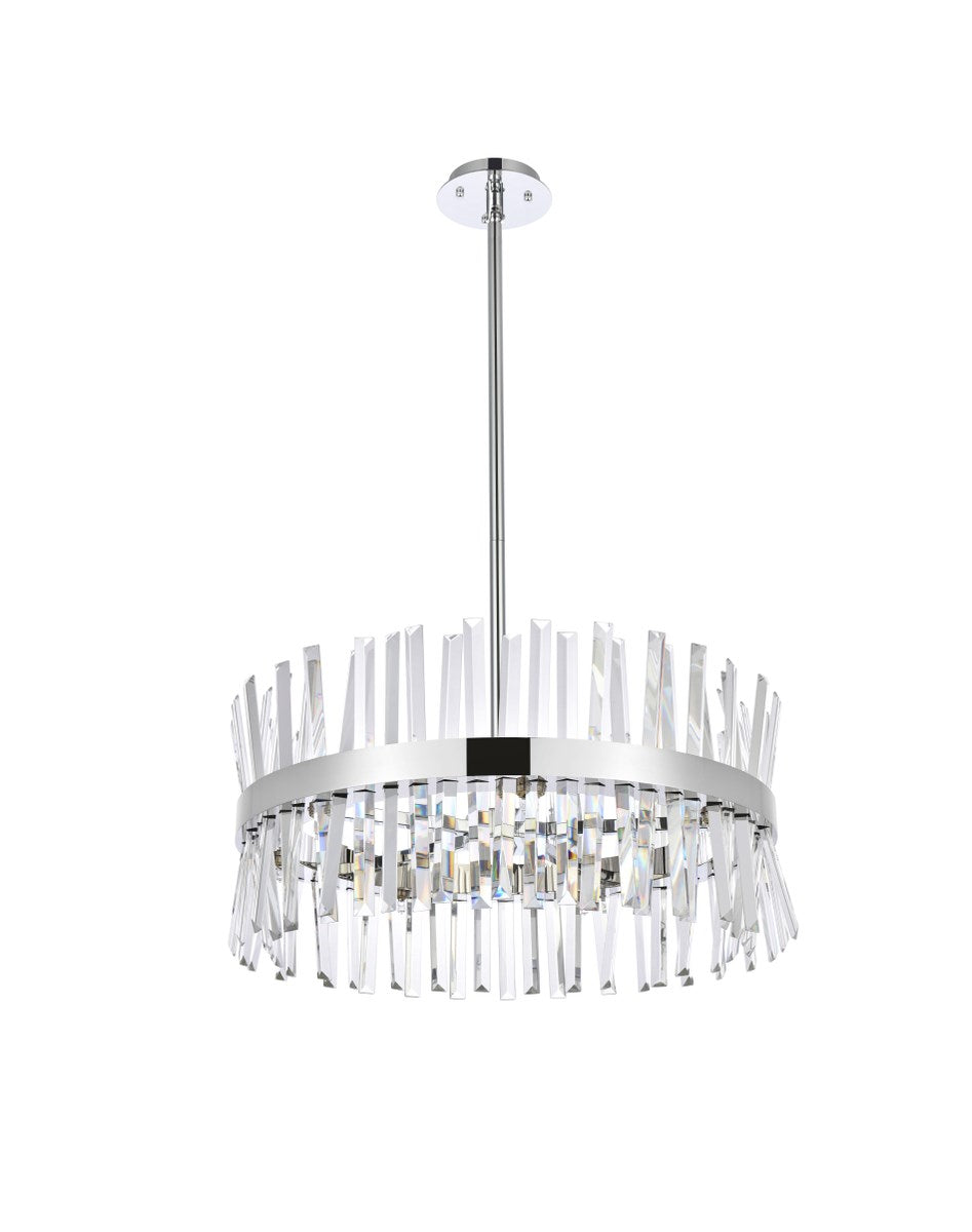 25 Inch Crystal Round Pendant Light In Chrome