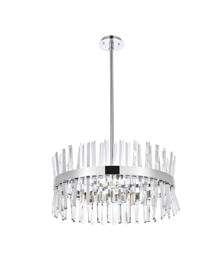 25 Inch Crystal Round Pendant Light In Chrome